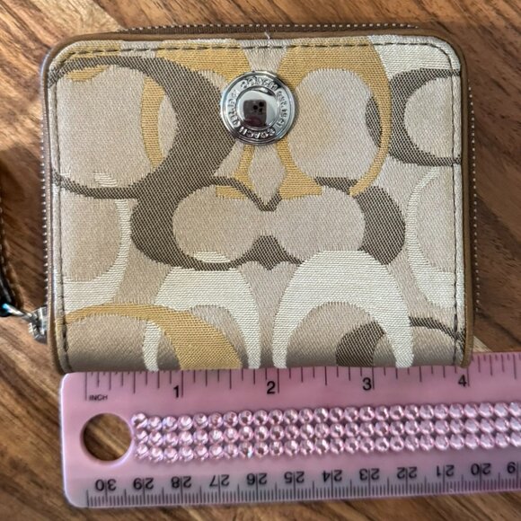 Coach Signature Canvas Small Zip-Around Wallet — Brown/Khaki Signature C - Picture 6 of 7